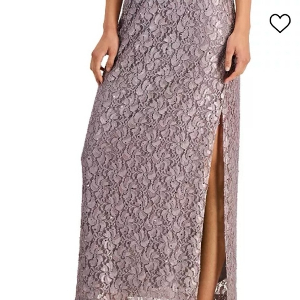 Rose Sequined Mother of Bride/Groom Sheath Column Dress V-Neck Sz 10 - Picture 11 of 12